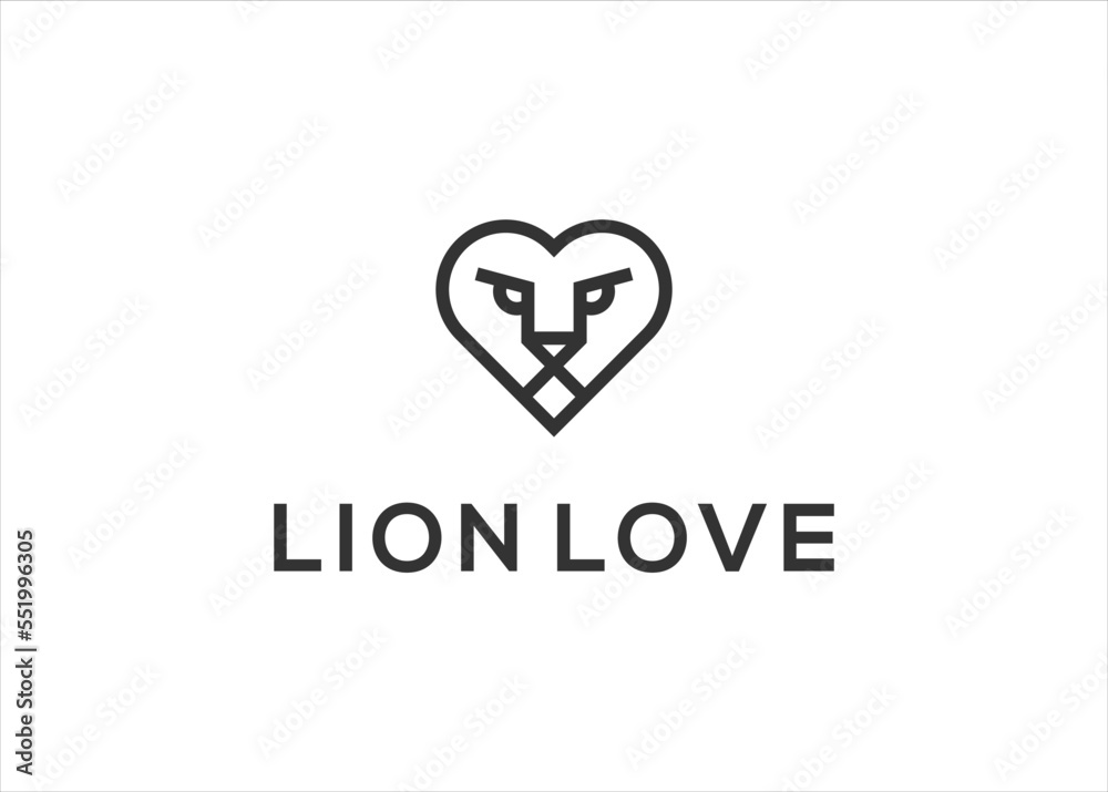 Lion Love Logo Lion Heart Vector illustration Lion Love Logo Lion Heart Vector illustration