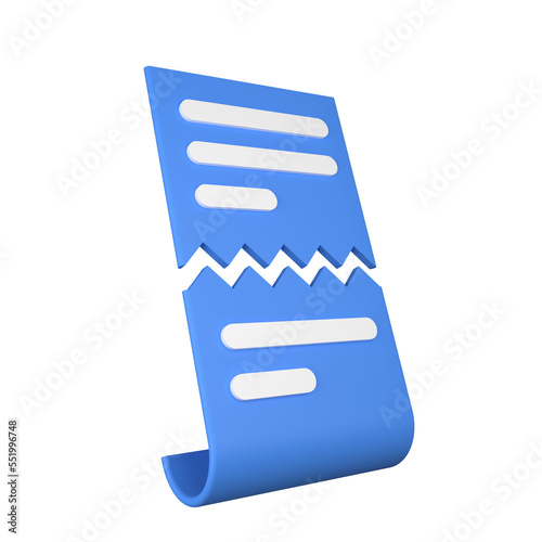 3d illustration of  blue split bill icon logo with transparent background