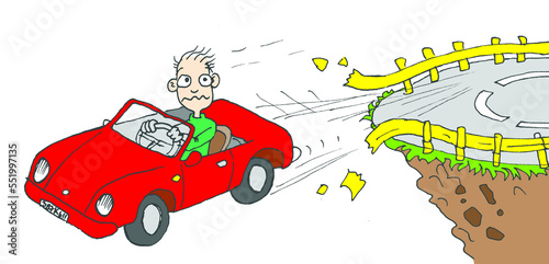 A Car falling off the cliff