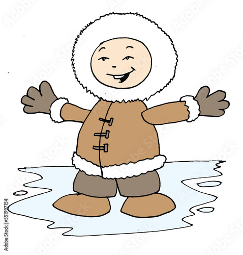 An Eskimo boy on ice photo