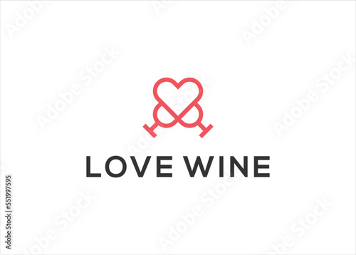 love wine logo design vector illustration