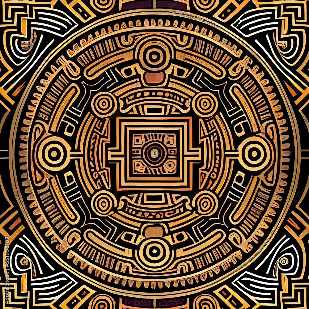 Vintage Mayan Aztec geometric traditional pattern with earthy colors