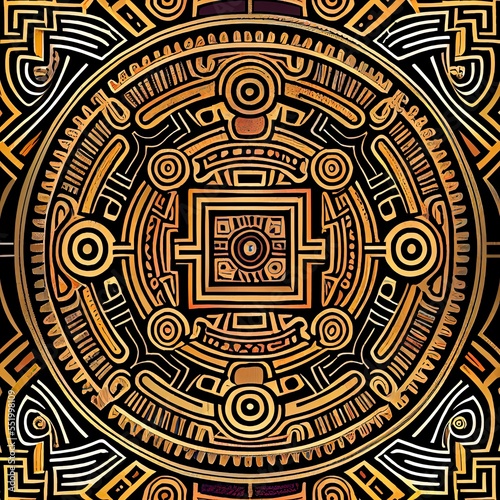 Vintage Mayan Aztec geometric traditional pattern with earthy colors