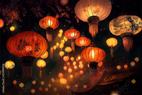 Chinese new year lanterns and decoration