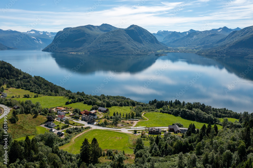 aerial view of the sognefjord Norway
