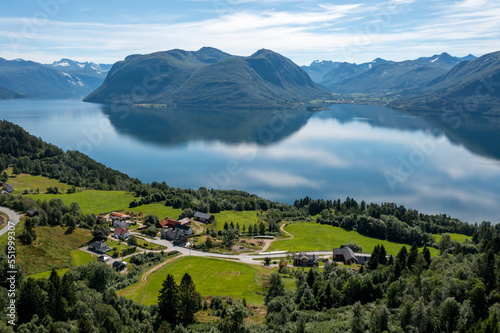 aerial view of the sognefjord Norway