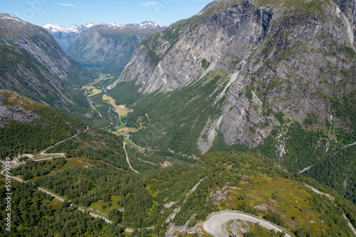 aerial view of the Aursjø road Norway