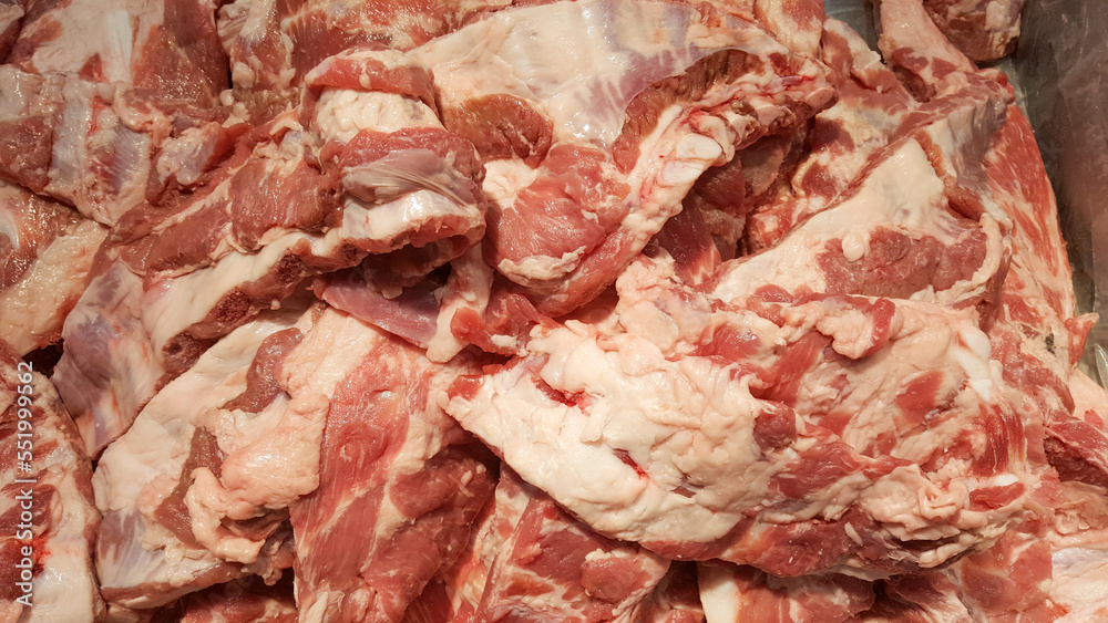 raw chops, pork ribs pork bones sold in department stores