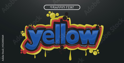 YELLOW Graffiti text effect, editable spray and street text style