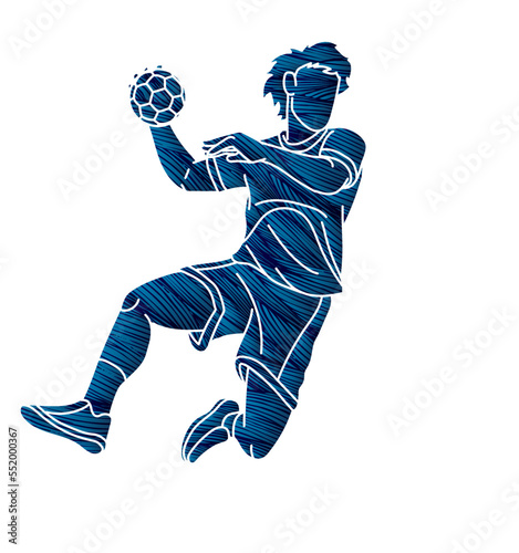 Handball Sport Male Player Action Cartoon Graphic Vector
