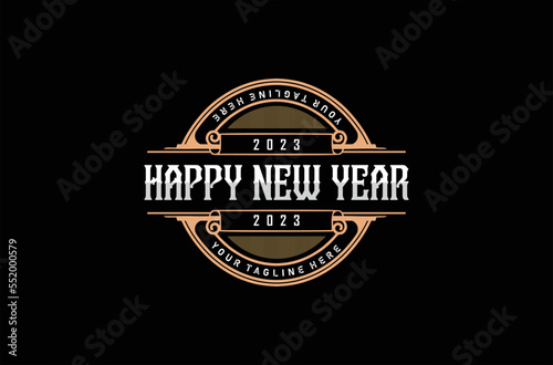 Happy New Year Logo Vintage