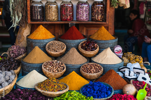 Colourful spice stall at the Asian bazaar