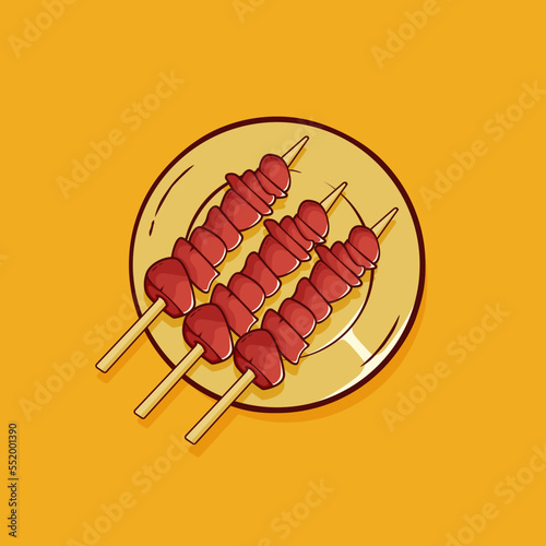 Illustration vector graphic of Satay, Indonesian cuisine
