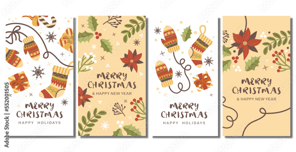 Christmas vertical banner vector set of banners hand drawn new year christmas