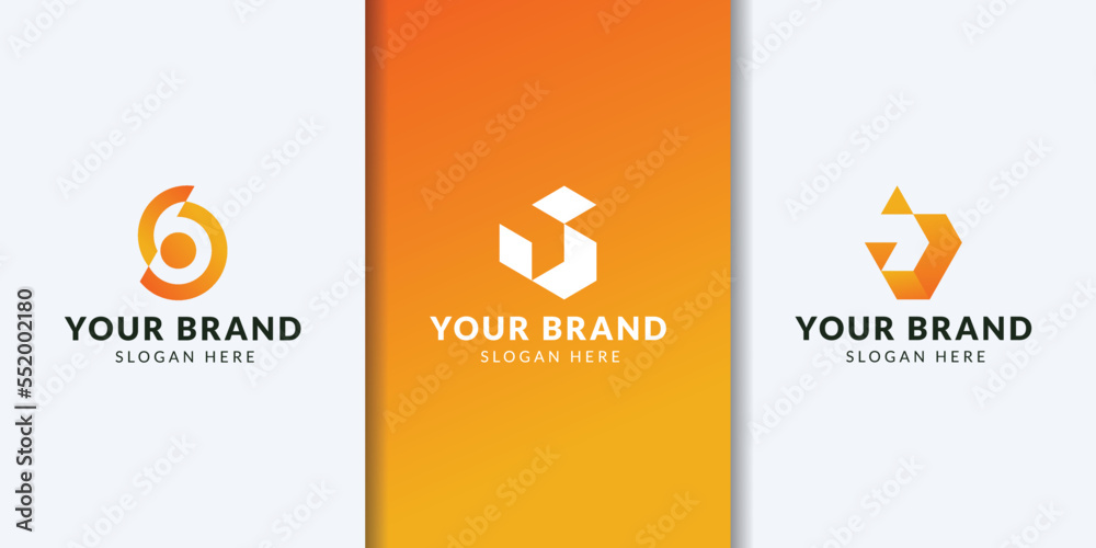 Fototapeta premium Set of creative abstract monogram letter B logo design