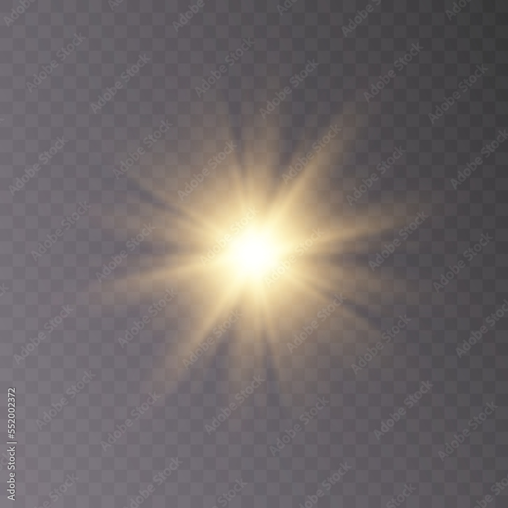 Glowing realistic glare for design work. Twinkling stars.Light PNG effect	