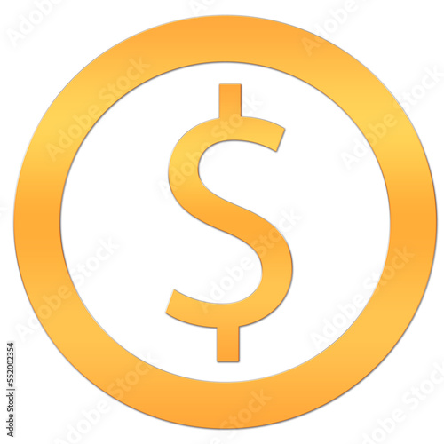 The design illustration icon is gold. A round icon for the Internet, drawn in yellow on a white background, a round button with a dollar icon.