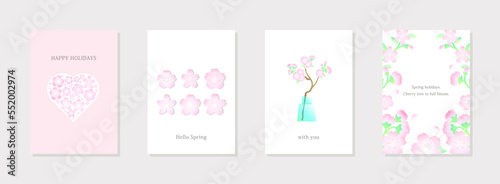 桜なカードデザインセット ベクター素材