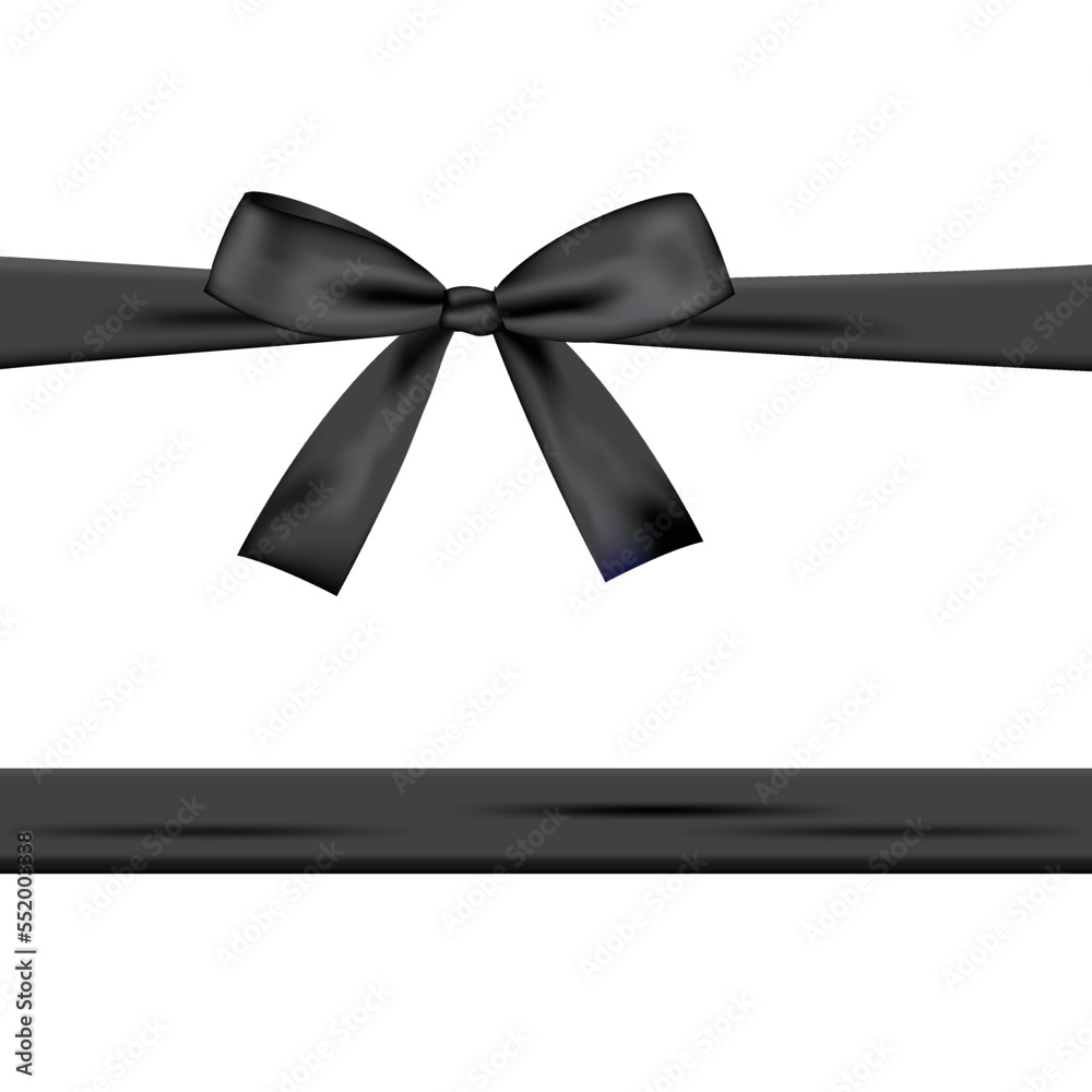 Black bow with ribbon isolated on a white background Black bow with ribbon isolated on a white background