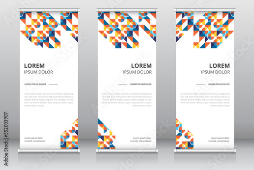 Modern and colorful roll up banner template or vertical signboard template,Retractable banner, Pull up banner, Standee template, X-banner template