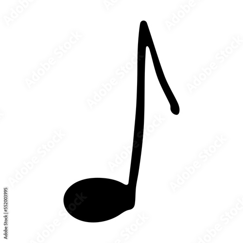 Music note doodle. Hand drawn musical symbol. Single element for print, web, design, decor, logo