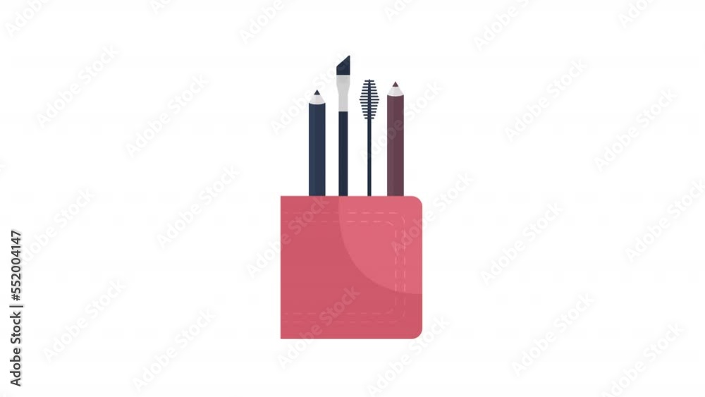Animated cosmetic bag object. Organizer with makeup tools. Full sized flat item on white background with alpha channel transparency. Colorful cartoon style HD video footage for animation Animated cosmetic bag object. Organizer with makeup tools. Full sized flat item on white background with alpha channel transparency. Colorful cartoon style HD video footage for animation