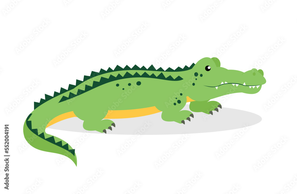 Obraz premium Crocodile, side view - illustration, cartoon, vector