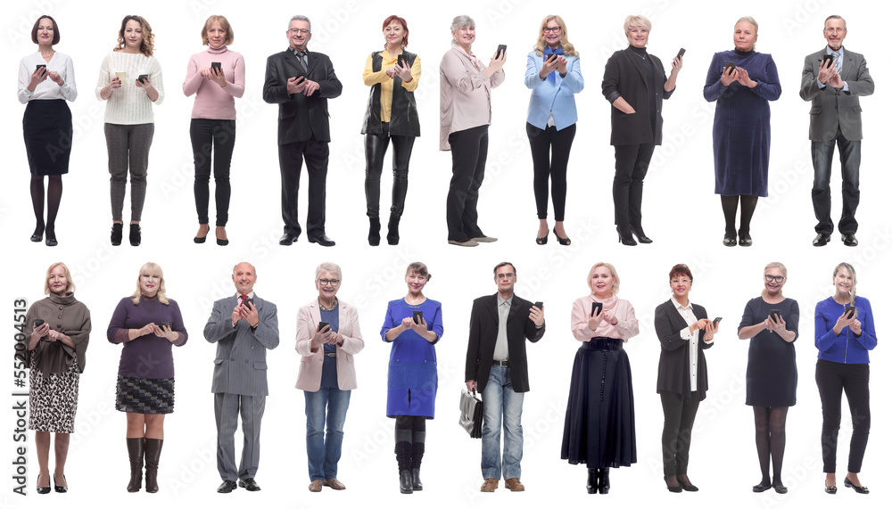 group of people holding phone in hand and looking at camera group of people holding phone in hand and looking at camera