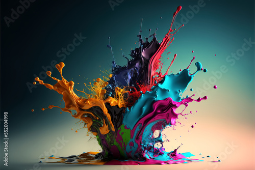 Paint colorful splash isolated on black background