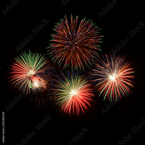 Isolated on black sky background. Isolated firework ready to use for decoration in any photograph  poster  backdrop to celebrate the festival  Christmas   New year and any events.