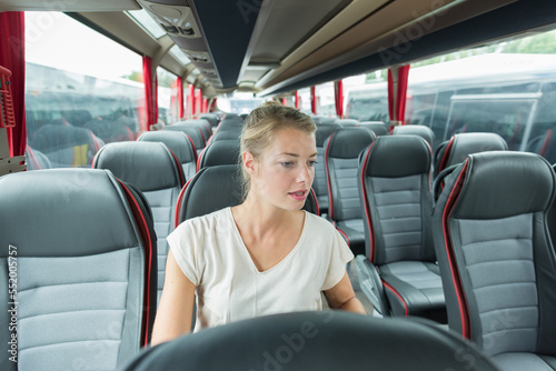 woman alone in the bus