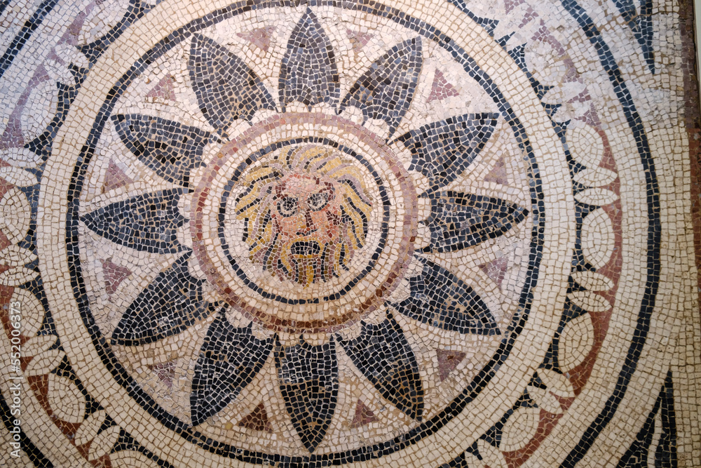 Mask of Phobos whitin a radiating petal design, 4th century AD, from Helicarnassus, British museum, London, England, Great Britain Mask of Phobos whitin a radiating petal design, 4th century AD, from Helicarnassus, British museum, London, England, Great Britain