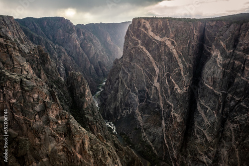 Dramatic Stormy Sunset on the Painted Wall, Black Canyon of the Gunnison National Park, Colorado