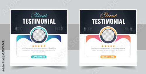 Modern and creative client testimonial social media post design, Customer service feedback review social media post or web banner template design