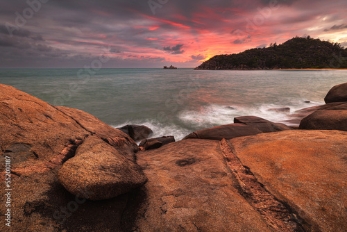 sunrise near radical bay on magnetic island with rocks and ocean
