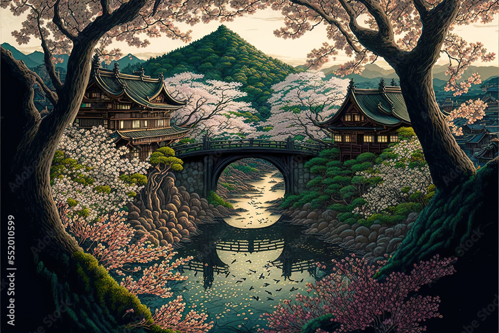 Japanese Cherry Blossom Tree Wallpaper Mural | Hovia