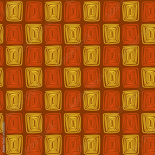 Vector pattern with yellow and orange spirals