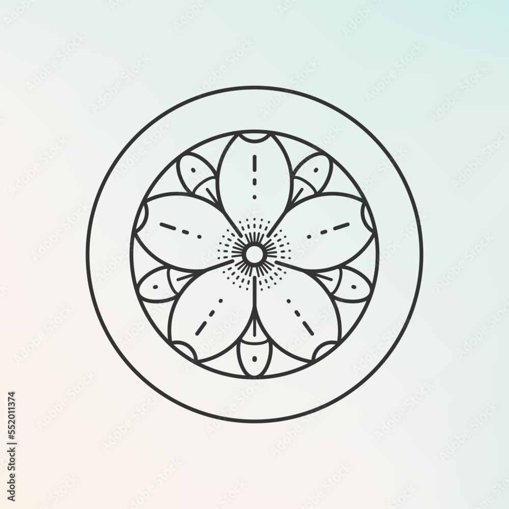 Sakura symbol. Trendy geometric emblem of flower bud. Modern abstract linear composition and graphic design element. Sakura symbol. Trendy geometric emblem of flower bud. Modern abstract linear composition and graphic design element.