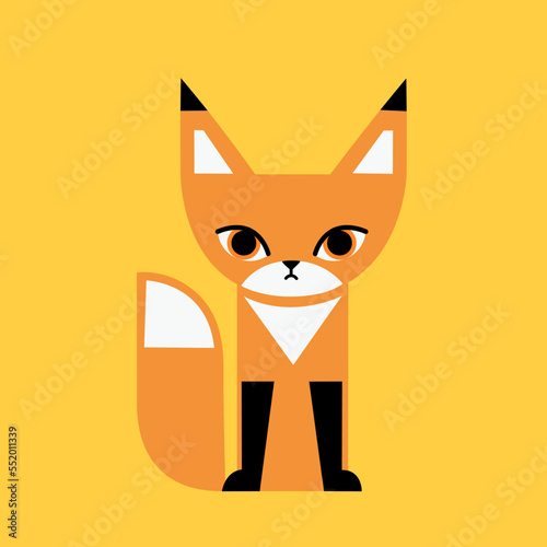 Cute geometric fox - cartoon animal character. Vector illustration in flat style.
