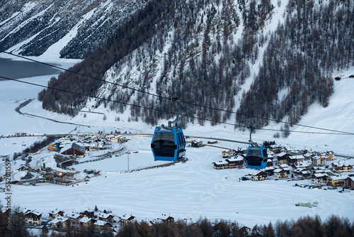 Town of Livigno in winter. Livigno landscapes in Lombardy, Italy, located in the Italian Alps, near the Swiss border. photo