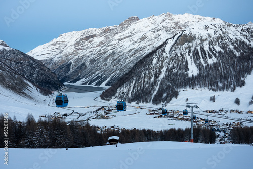 Town of Livigno in winter. Livigno landscapes in Lombardy, Italy, located in the Italian Alps, near the Swiss border. photo