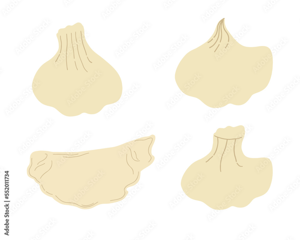 A set of dumplings. Vector illustration of Asian cuisine. A set of dumplings. Vector illustration of Asian cuisine.