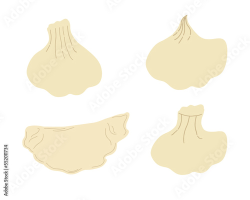 A set of dumplings. Vector illustration of Asian cuisine.