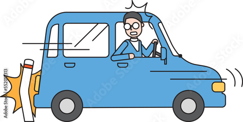 自損事故をおこした車