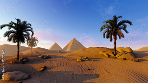 Pyramids in the hot desert
