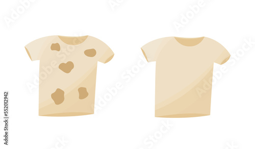 Set of t-shirts dirty and clean. Laundry concept illustration.