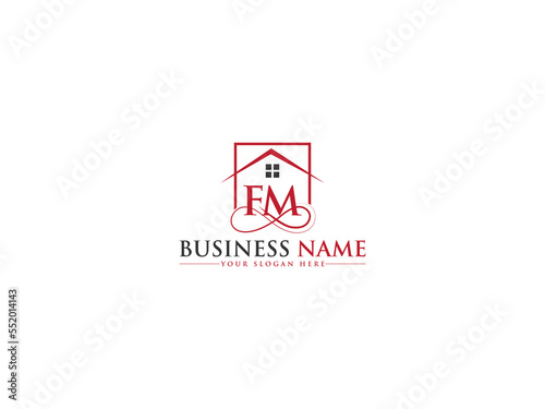 Initial FM Real Estate Logo, Letter Fm f m Logo Vector For Apartment