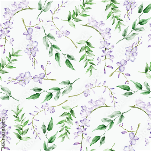 Elegant floral seamless pattern with purple flower