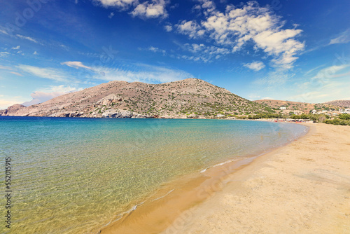 Fototapeta Naklejka Na Ścianę i Meble -  The sandy beach Galissas in Syros, Greece