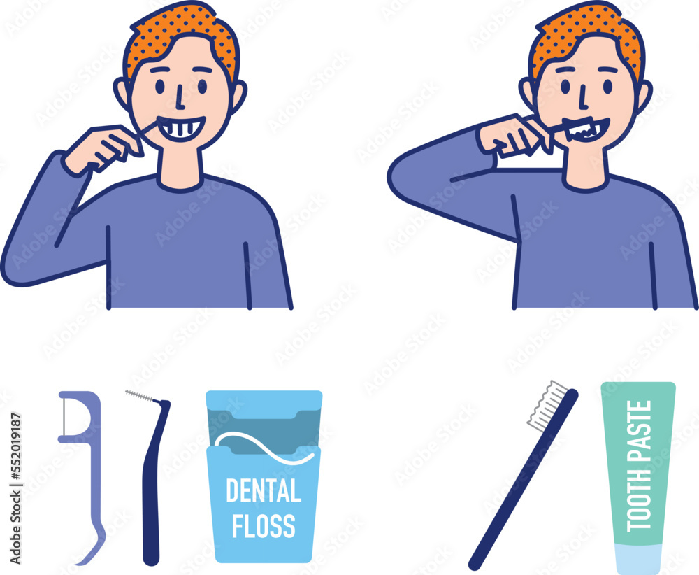 Men brushing their teeth and other dental care